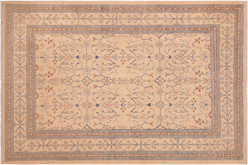 handmade Transitional Kafkaz Chobi Ziegler Tan Blue Hand Knotted RECTANGLE 100% WOOL area rug 6 x 9